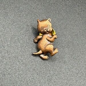 Vintage JJ Copper Kitty Cat 1” Pin 1970’s